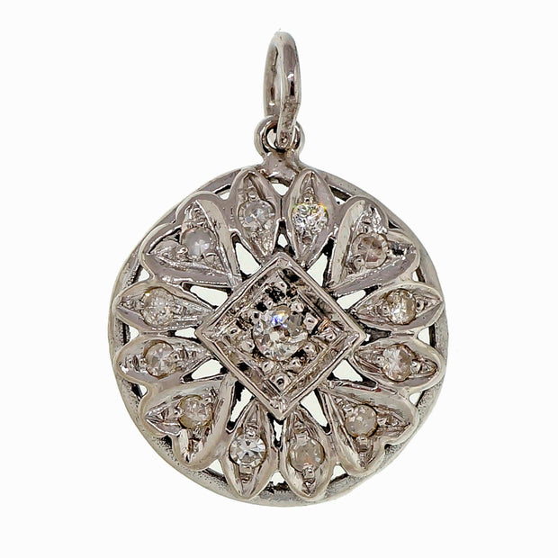 Vintage Round Diamond 0.26ct 14k White Gold Pendant