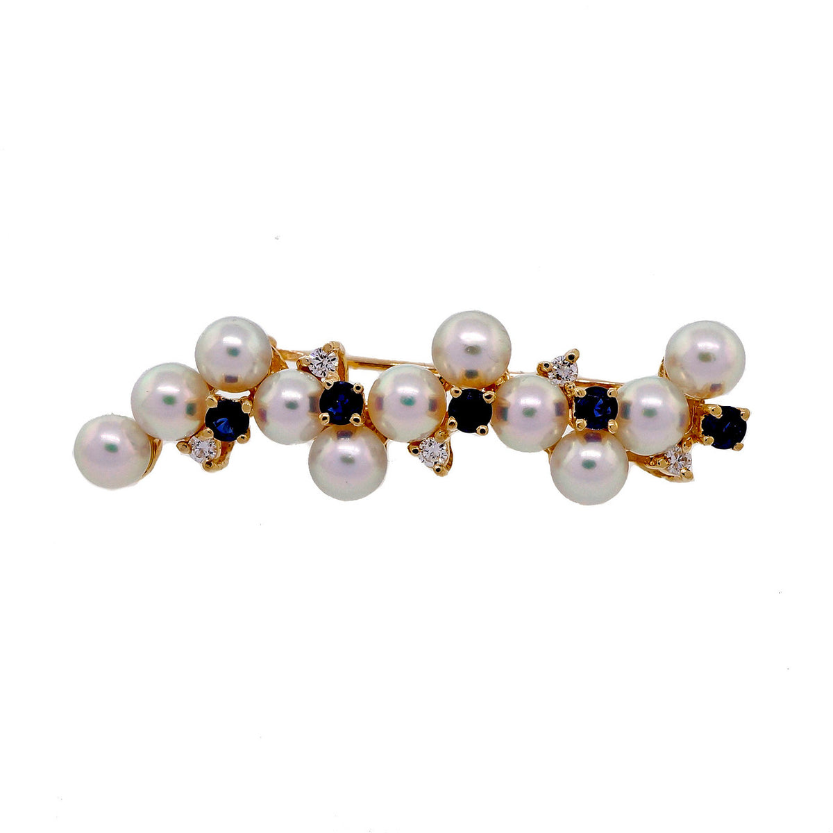 Tiffany & Co Fine Pearl Sapphire .17ct Diamond 14k Pin