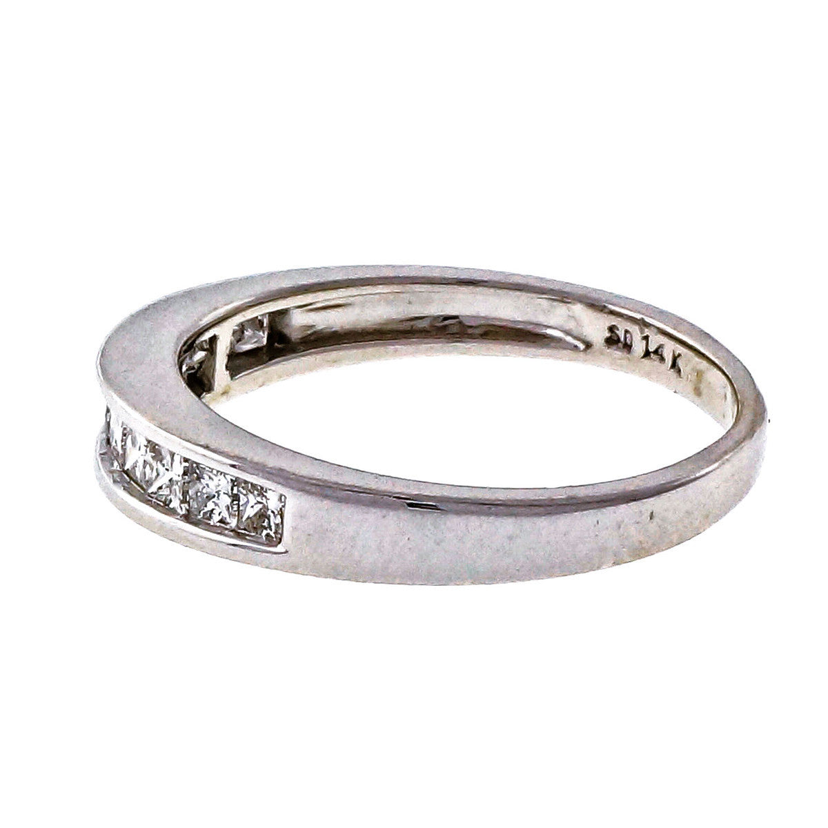Estate .50ct Princess Cut Diamond 14k White Gold Diamond Wedding Band Ring – image 2