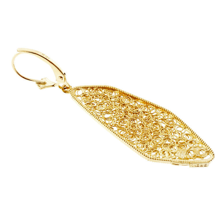 Estate Handmade Open Work Asymmetrical 14k &amp; 18k Gold Earrings – image 2