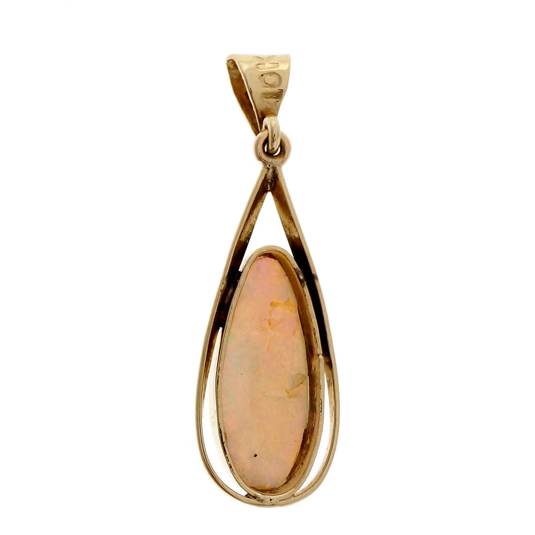 Vintage 1970 Handmade Blue Green Opal 10k Yellow Gold Pendant – image 2