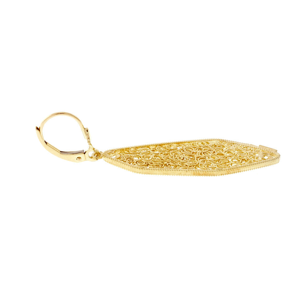 Estate Handmade Open Work Asymmetrical 14k &amp; 18k Gold Earrings – image 3