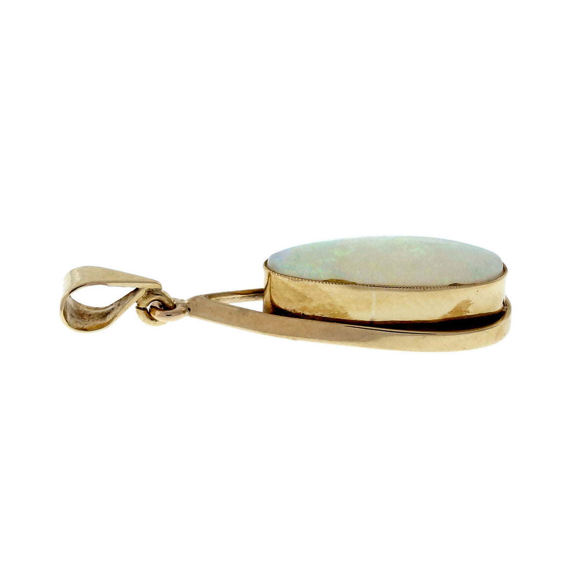 Vintage 1970 Handmade Blue Green Opal 10k Yellow Gold Pendant – image 3