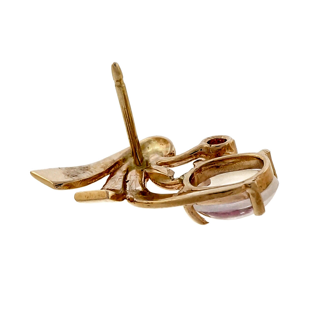 Vintage Retro Art Deco 14k Pink Green Gold Moonstone Ruby Earrings – image 3
