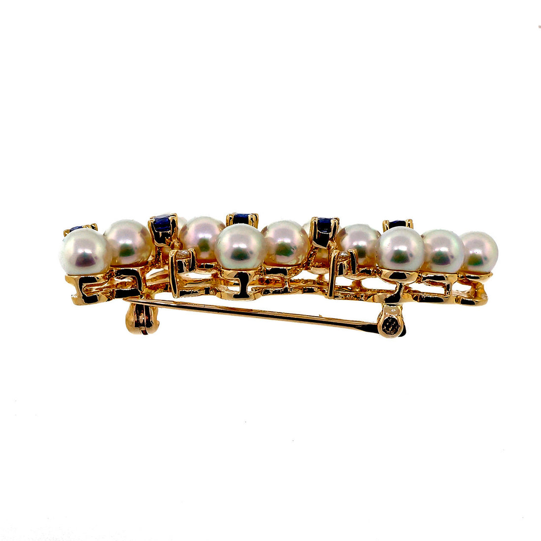 Tiffany & Co Fine Pearl Sapphire .17ct Diamond 14k Pin – image 7