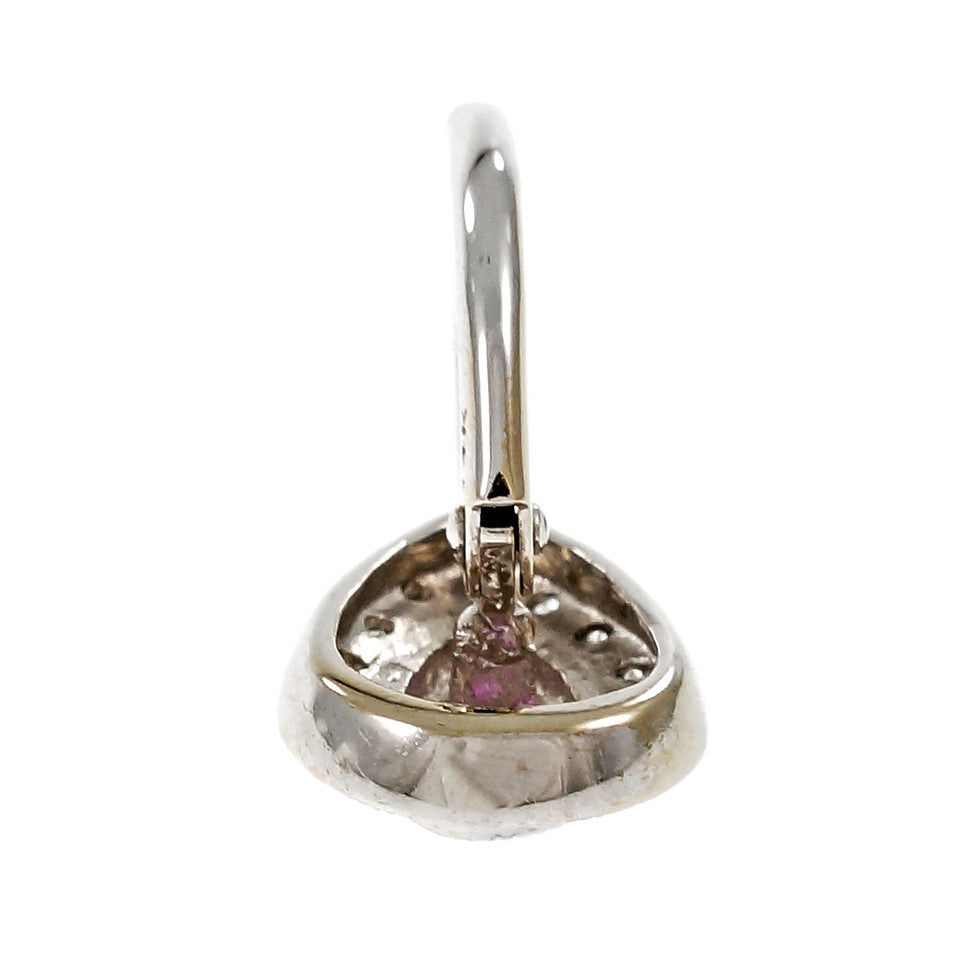Estate Tear Drop Pink Sapphire Diamond Earrings 14k White Gold – image 4