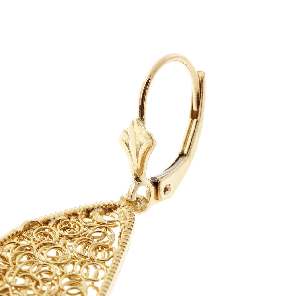 Estate Handmade Open Work Asymmetrical 14k &amp; 18k Gold Earrings – image 5