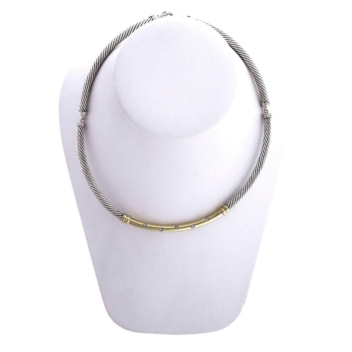 David Yurman Metro Choker Diamond Necklace Silver 14k Gold – image 4