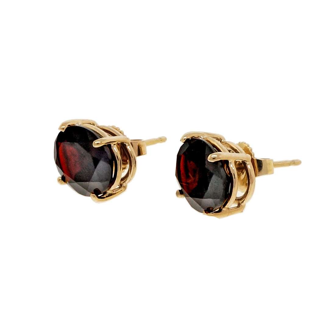 Estate 5.50ct Oval 14k Yellow Gold 10 x 8mm Reddish Brown Garnet Earrings – image 2
