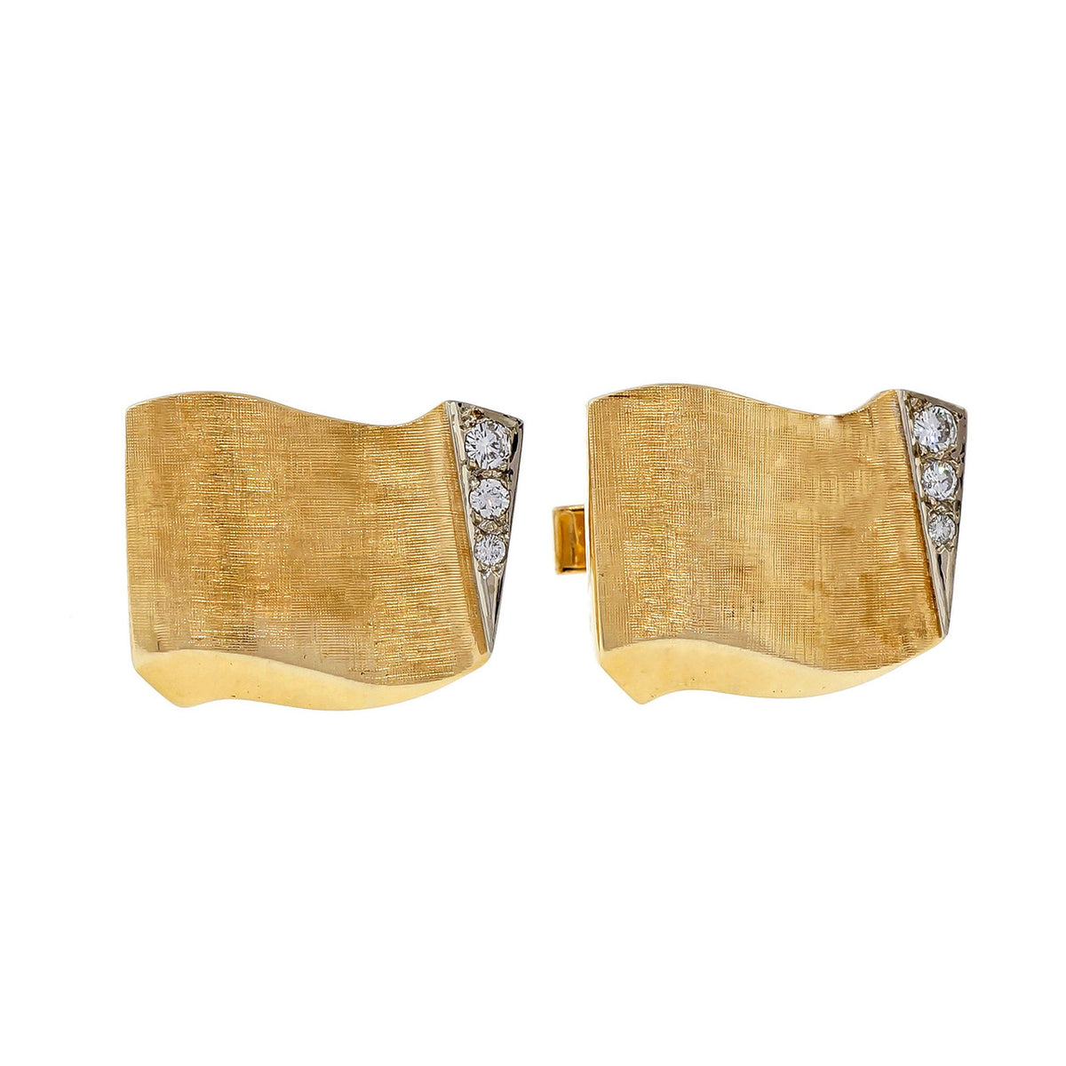 Vintage 1950 Textured 3-D Swirl 14k Yellow Gold Cufflinks