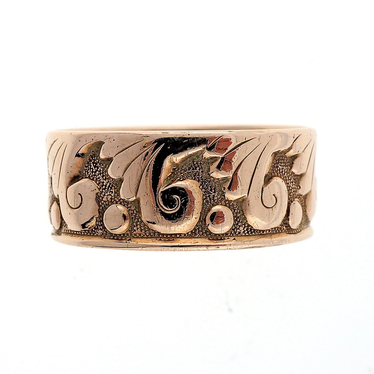 Art Nouveau Rose Gold Wedding Band Ring