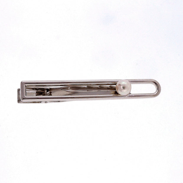 Vintage Mikimoto Cultured Pearl Sterling Silver Tie Bar