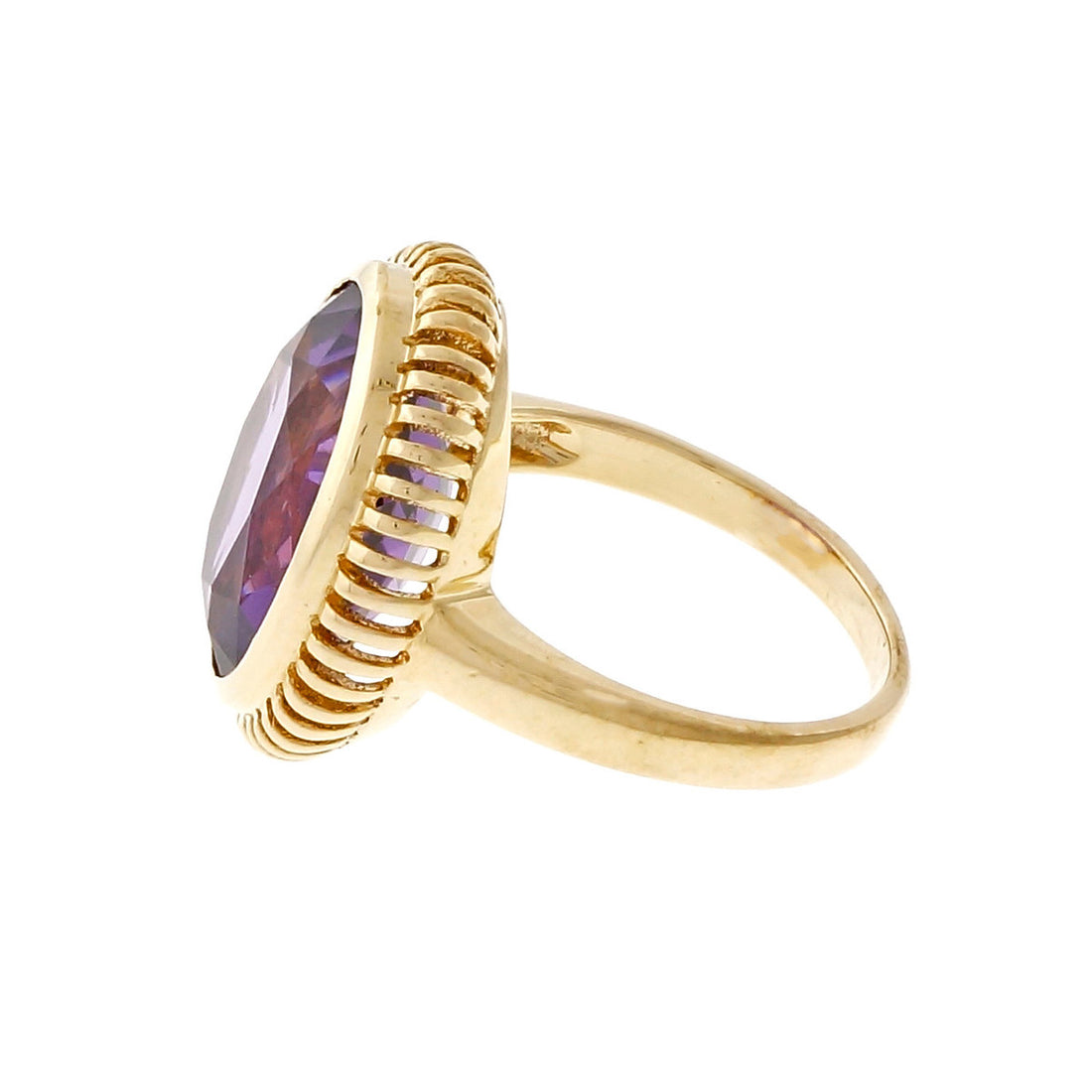 Estate Purple Oval Amethyst 14k Yellow Gold Ring – image 2