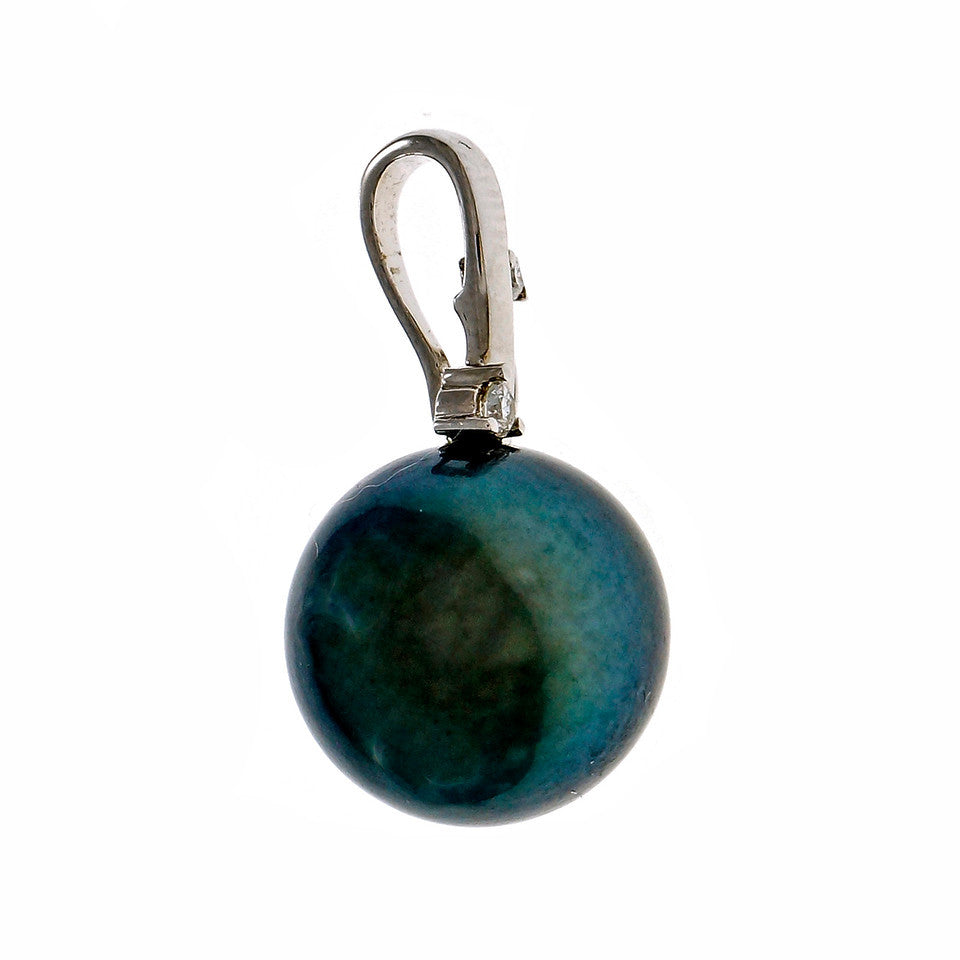 Tahitian South Sea Black Pearl Cultured Pendant 18k White Gold – image 2