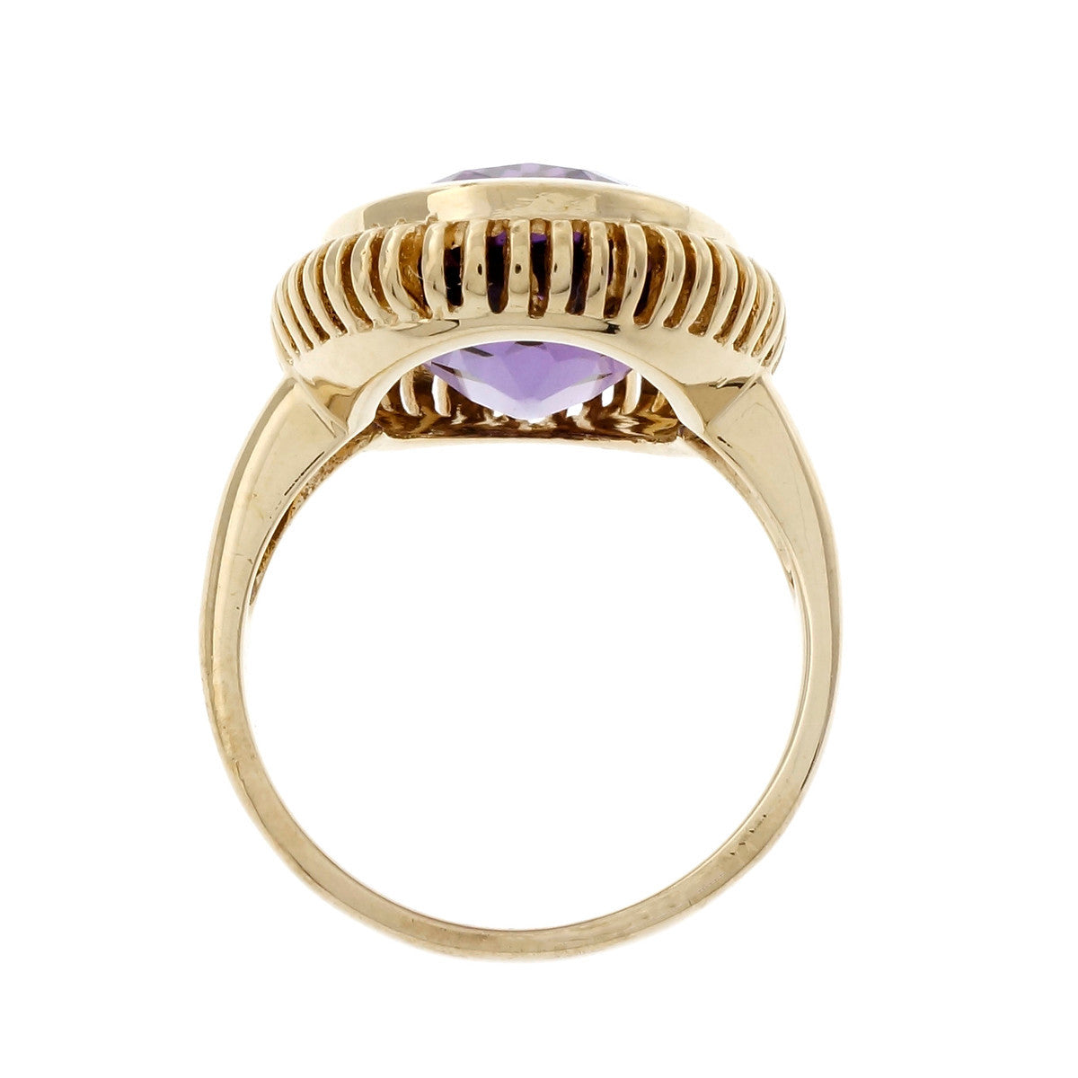 Estate Purple Oval Amethyst 14k Yellow Gold Ring – image 3
