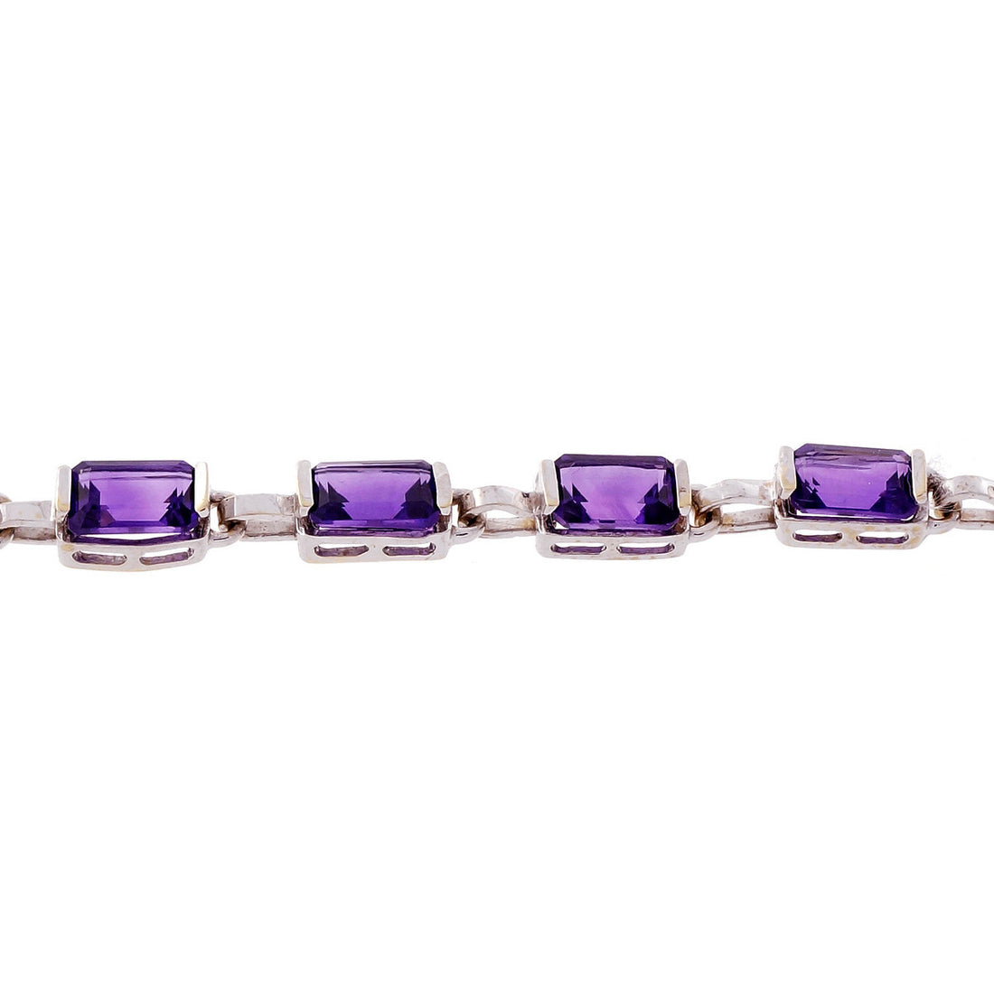 Estate Emerald Cut Amethyst Bracelet 14k White Gold – image 2