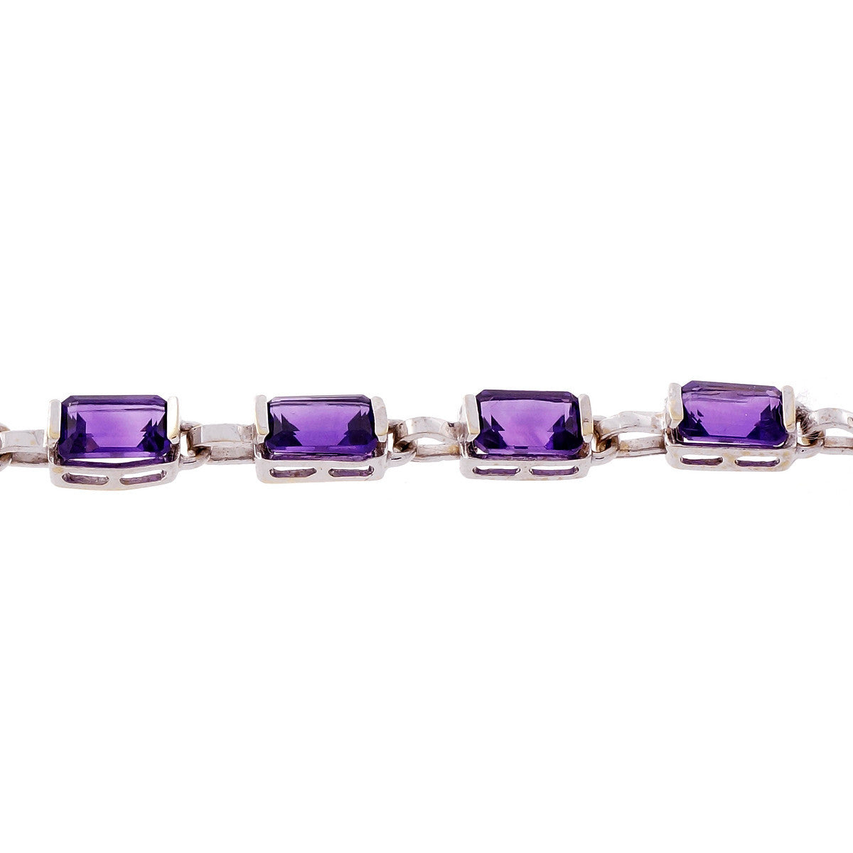 Estate Emerald Cut Amethyst Bracelet 14k White Gold – image 2