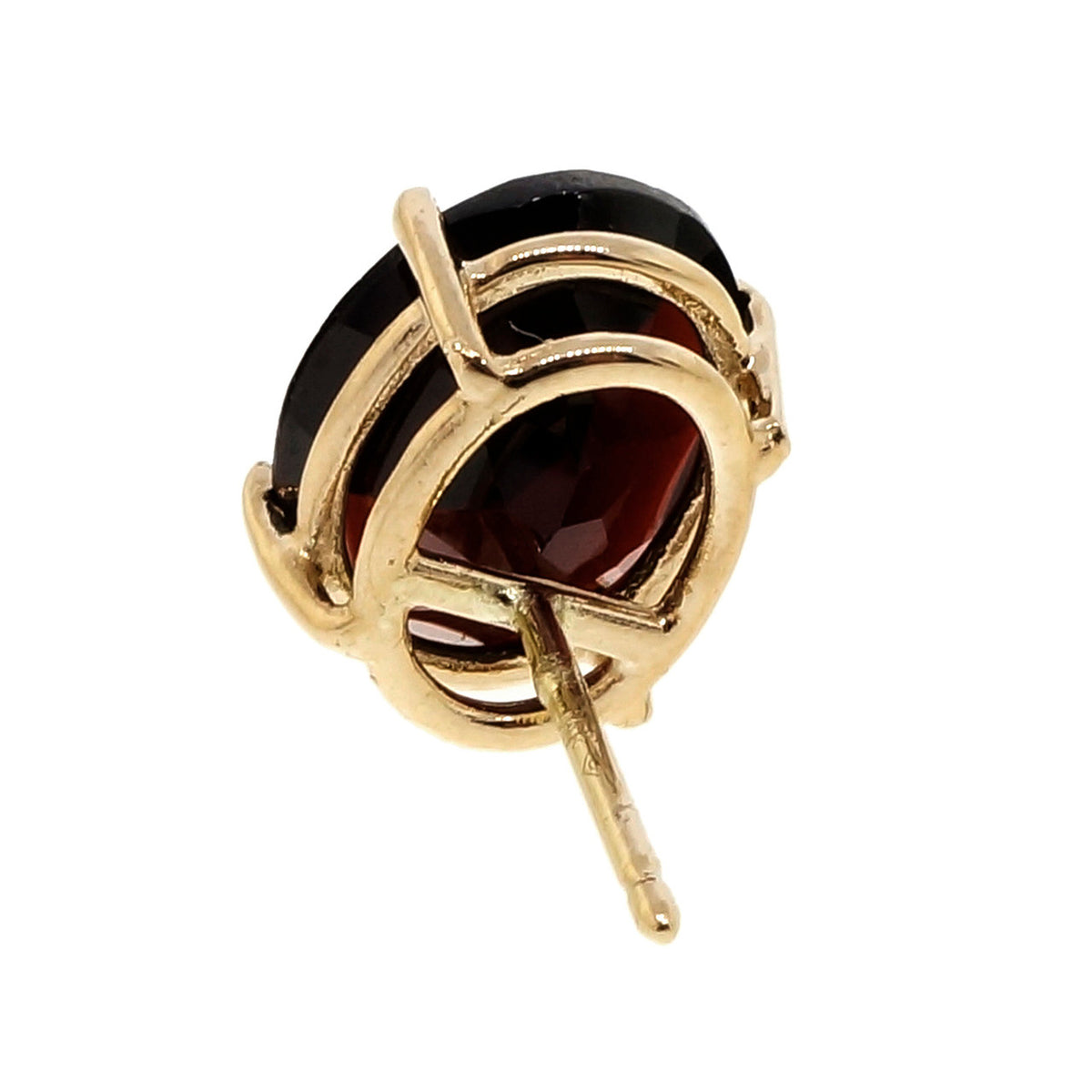 Estate 5.50ct Oval 14k Yellow Gold 10 x 8mm Reddish Brown Garnet Earrings – image 5