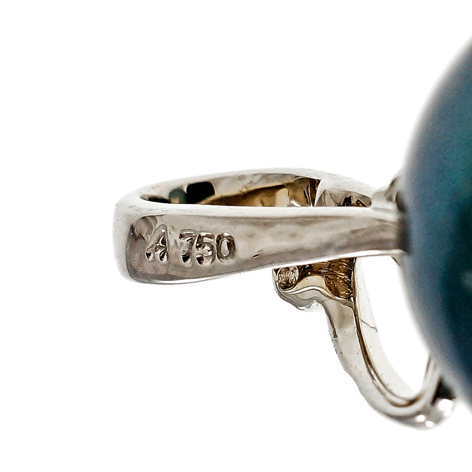 Tahitian South Sea Black Pearl Cultured Pendant 18k White Gold – image 3