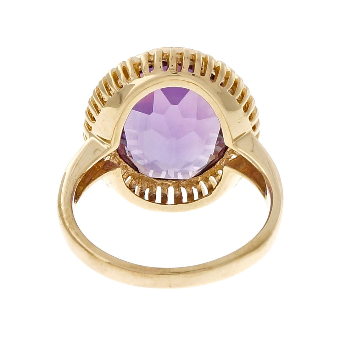 Estate Purple Oval Amethyst 14k Yellow Gold Ring – image 4