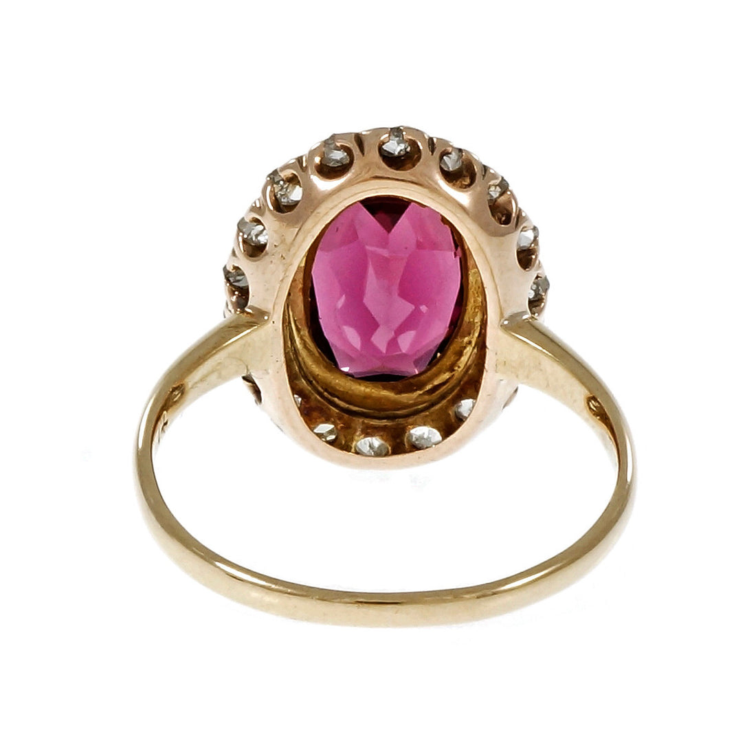 Estate Victorian 1900 Rhodalite Garnet Ring Rose Cut Diamonds 14k – image 7