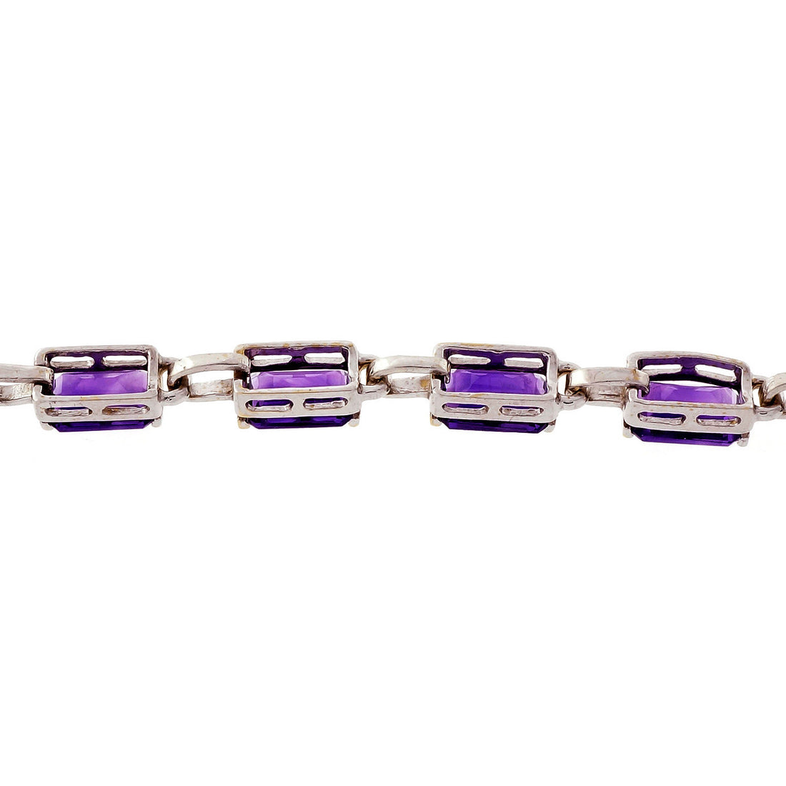 Estate Emerald Cut Amethyst Bracelet 14k White Gold – image 3