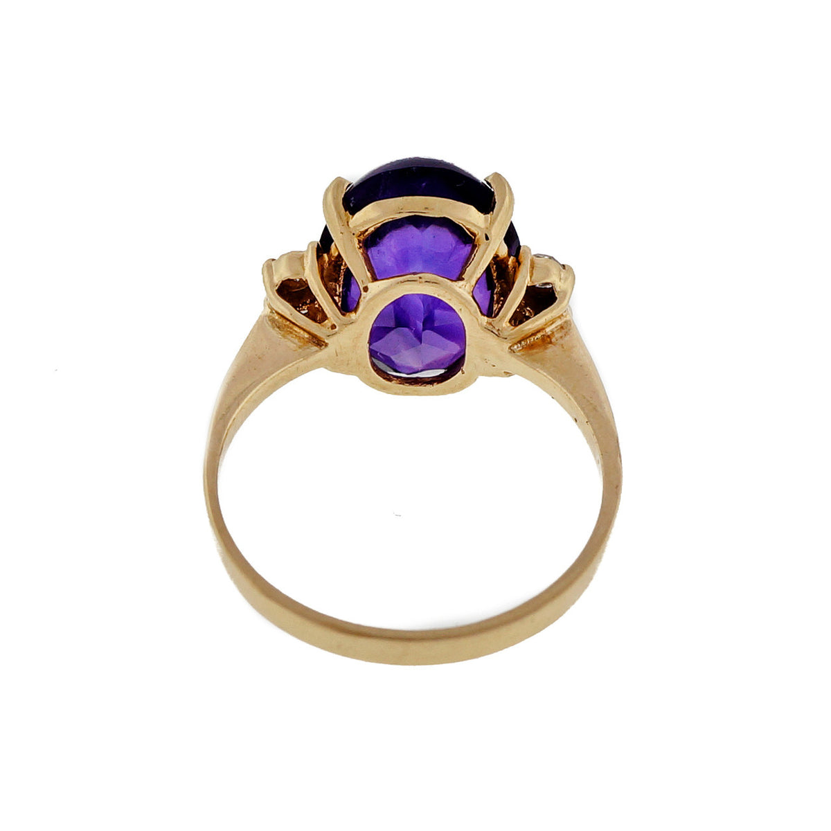 Pink Gold 1940 14k 5.00ct Purple Amethyst Cabochon Diamond Ring – image 8