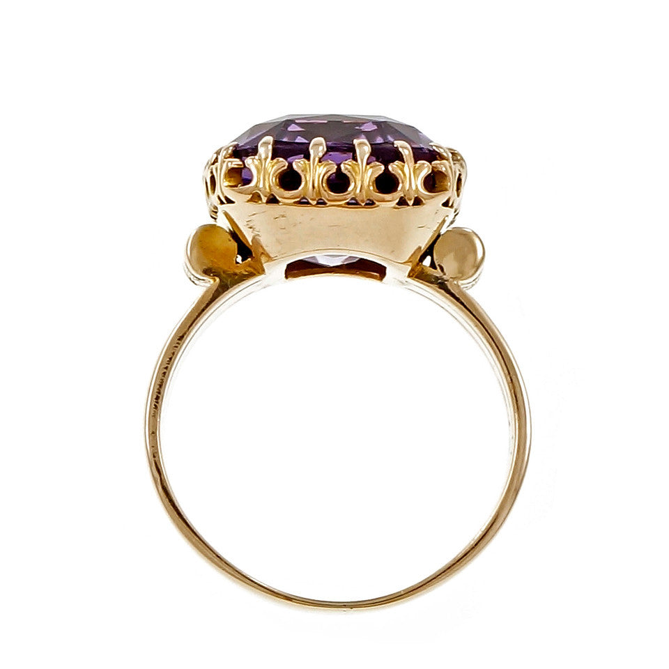 Victorian Amethyst Ring 14k Pink Gold 1890 Ring Antique Cushion Cut – image 11