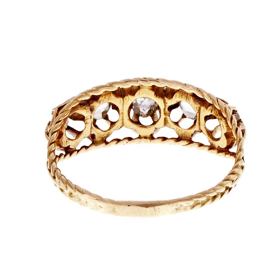 Victorian 1870 Rose Cut Diamond Band Ring Gold – image 5