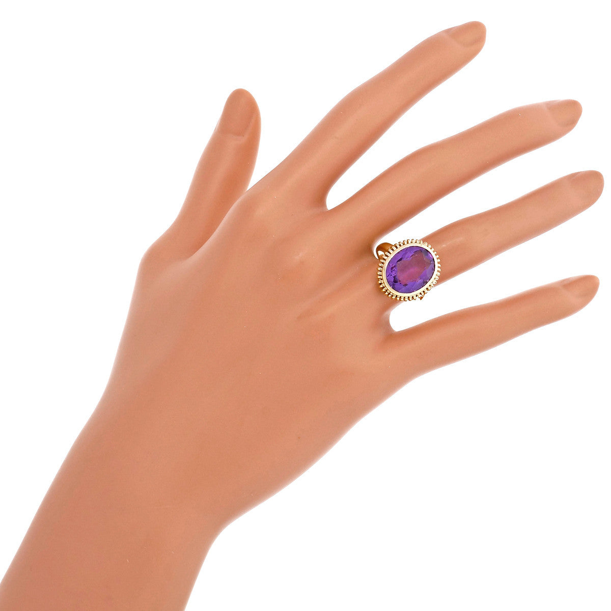Estate Purple Oval Amethyst 14k Yellow Gold Ring – image 5