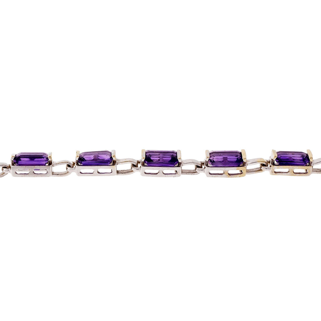 Estate Emerald Cut Amethyst Bracelet 14k White Gold – image 4