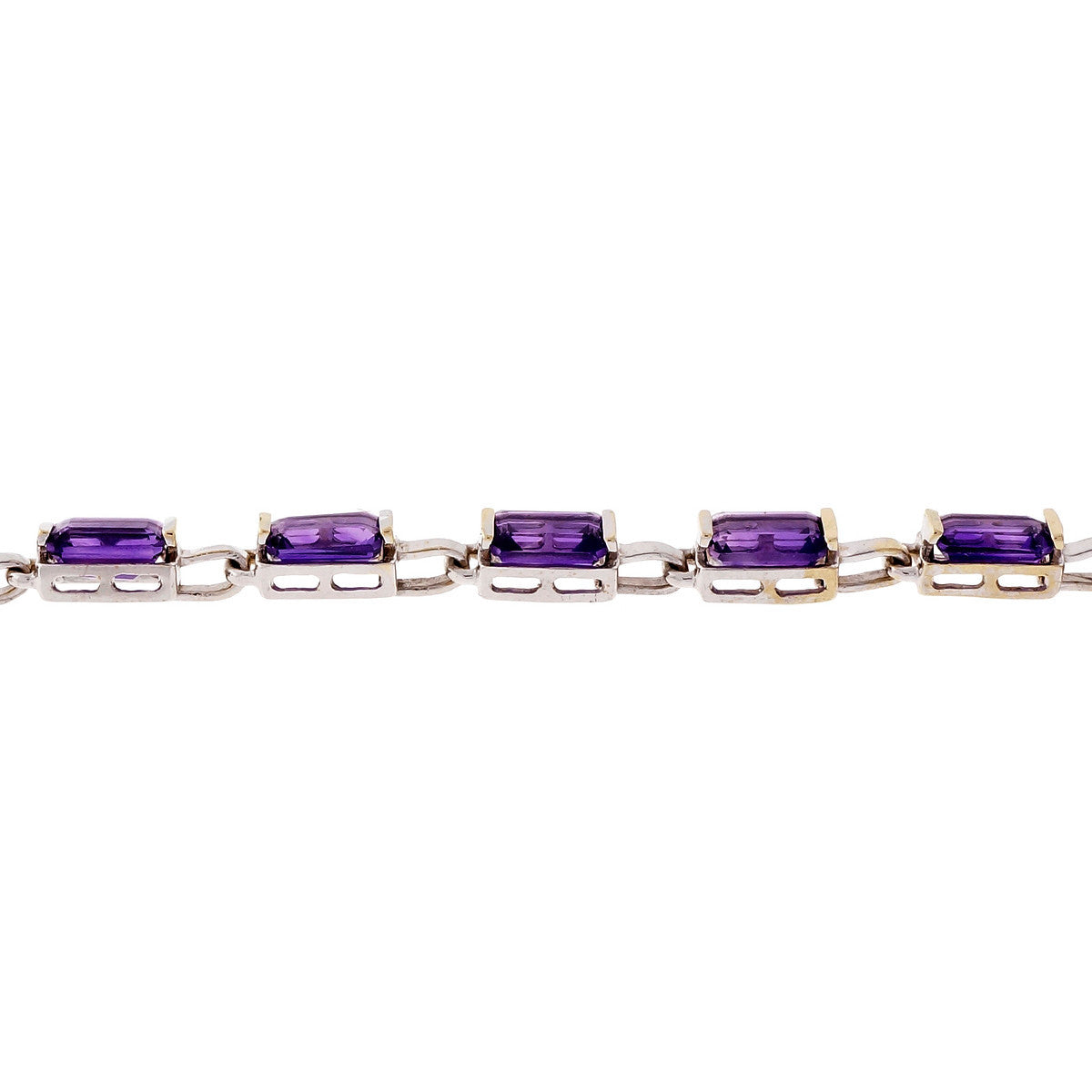 Estate Emerald Cut Amethyst Bracelet 14k White Gold – image 4