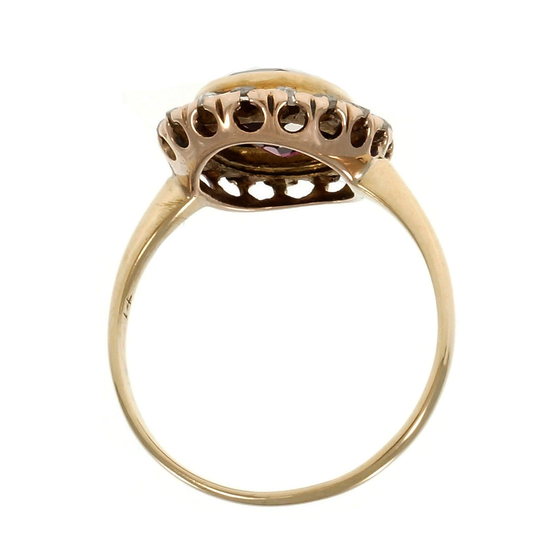 Estate Victorian 1900 Rhodalite Garnet Ring Rose Cut Diamonds 14k – image 9