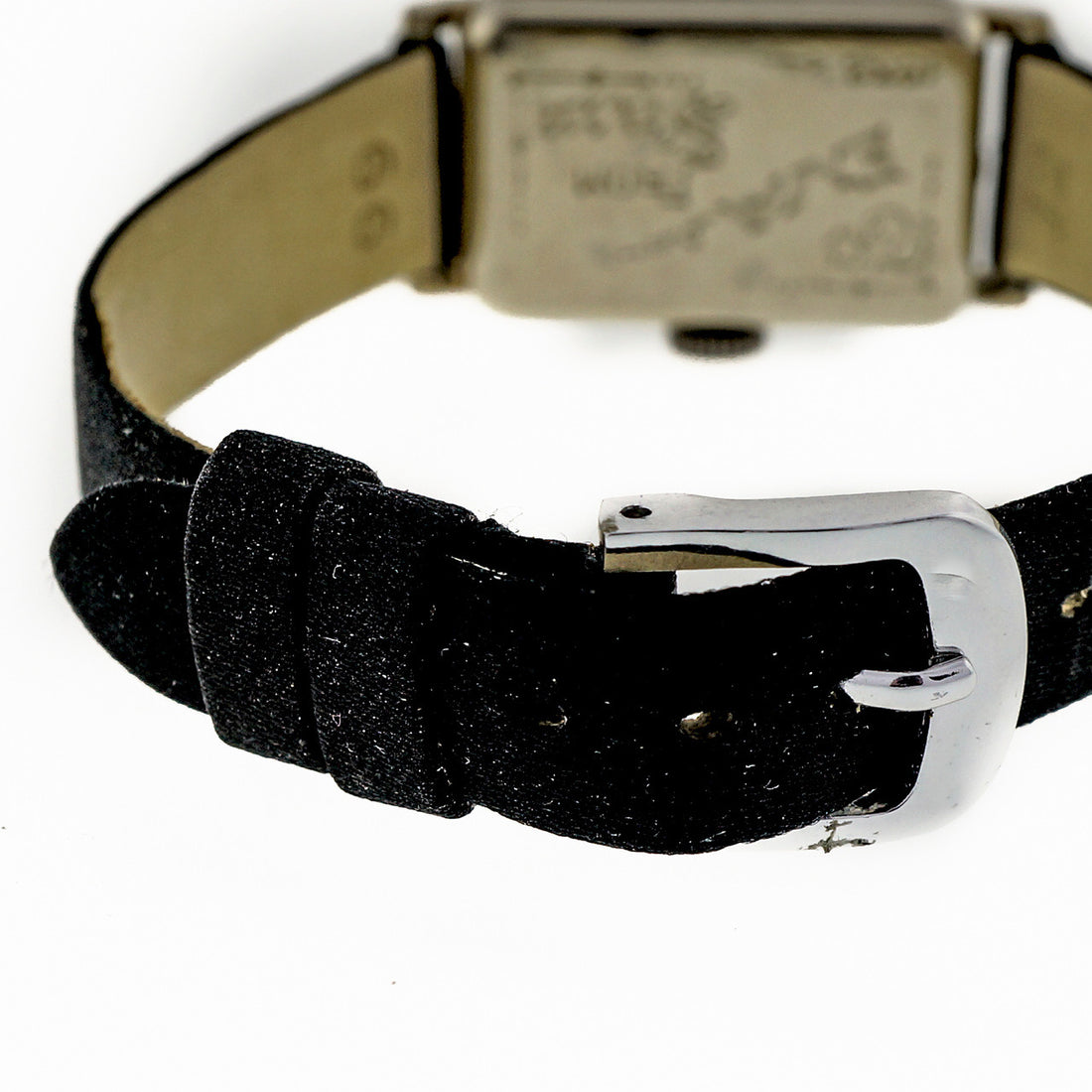 Art Deco 1932 Vintage Elgin 14k White Gold Black Satin Strap Watch – image 5