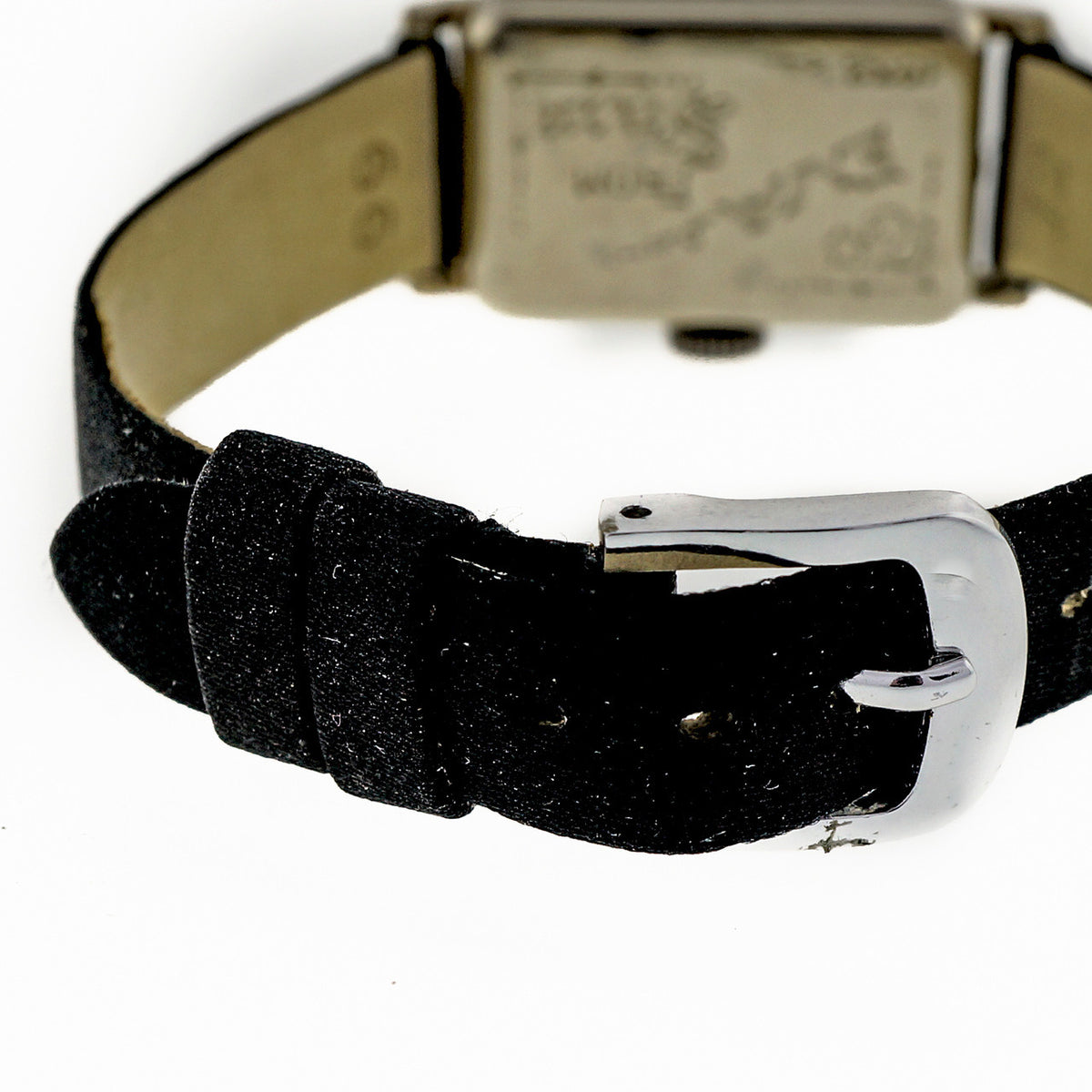 Art Deco 1932 Vintage Elgin 14k White Gold Black Satin Strap Watch – image 5