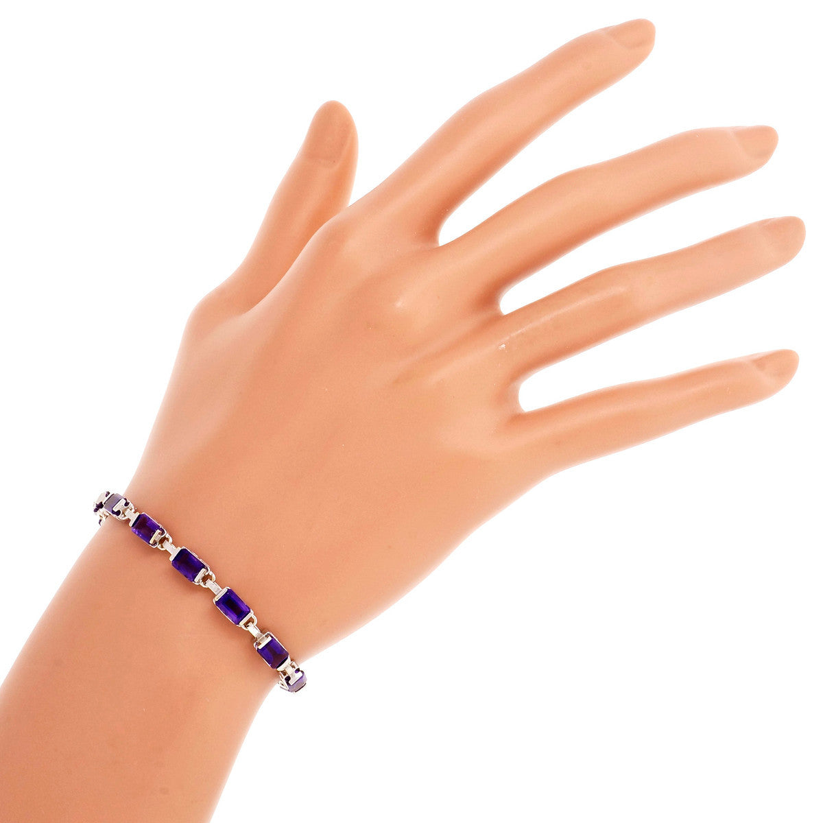 Estate Emerald Cut Amethyst Bracelet 14k White Gold – image 6