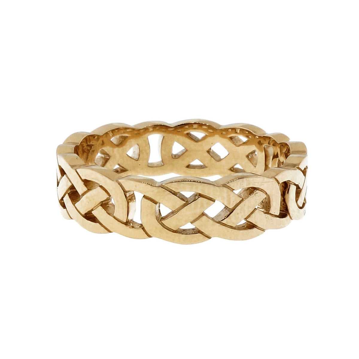 Celtic Open Cut Out Repeating Design 6mm Wide PSD Wedding Band 14k Yellow Gold