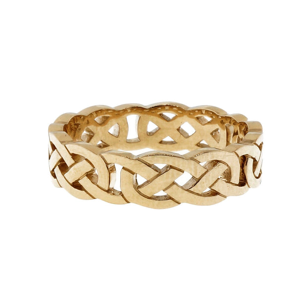 Celtic Open Cut Out Repeating Design 6mm Wide PSD Wedding Band 14k Yellow Gold