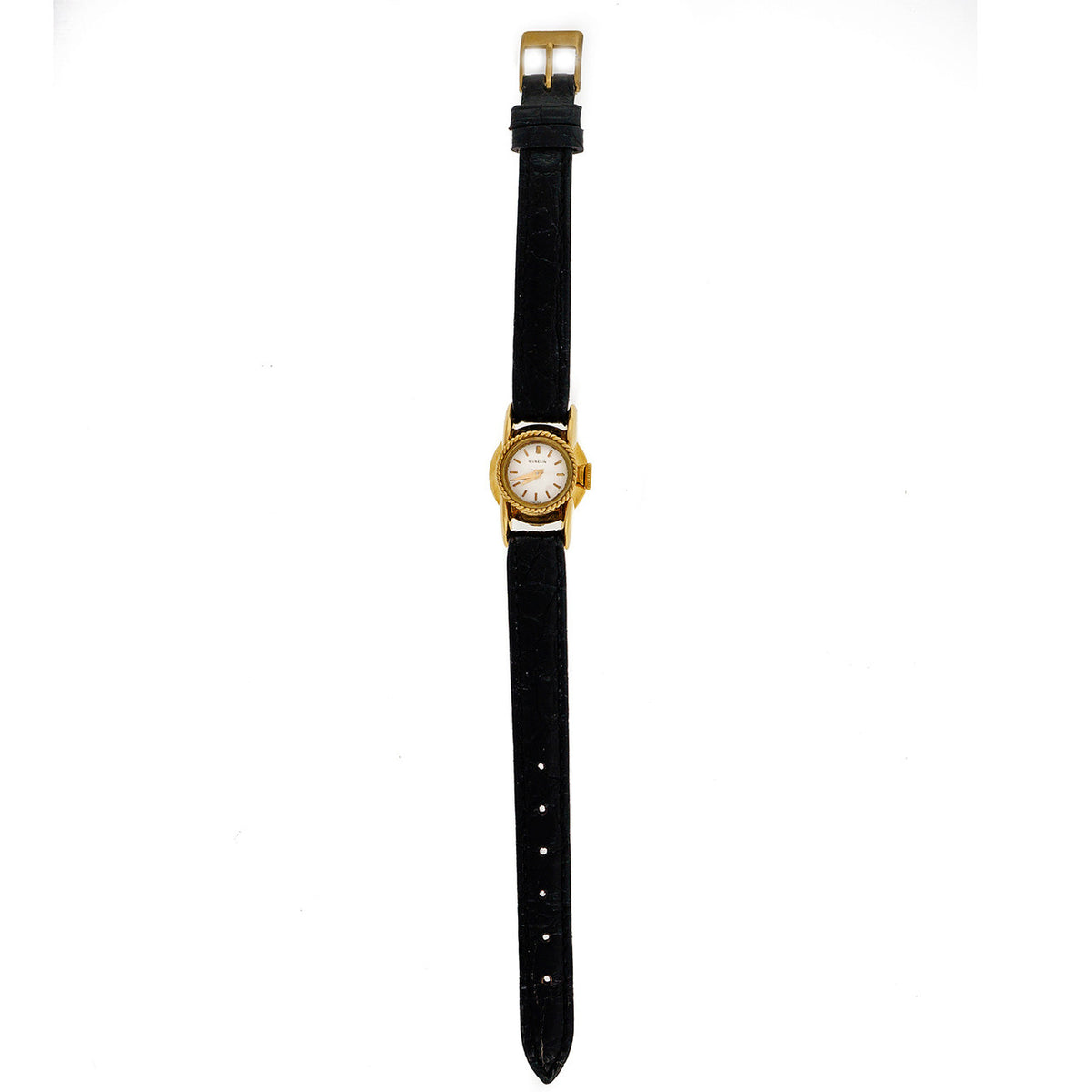 Ladies 1950 18k Gold Gubelin Mid Century Alligator Strap Wrist Watch – image 2