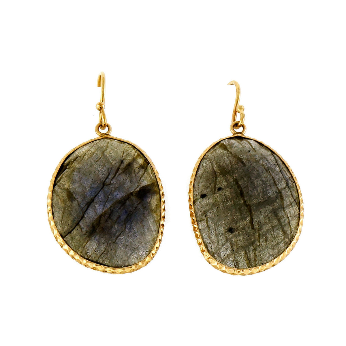 Labradorite Rose Cut Slice Dangle Earrings 14k Pink Gold – image 2