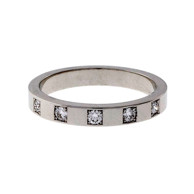 Peter Suchy Ladies 18k White Gold Solid Flat Wedding Band Diamonds 3mm