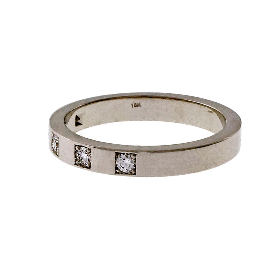 Peter Suchy Ladies 18k White Gold Solid Flat Wedding Band Diamonds 3mm – image 2
