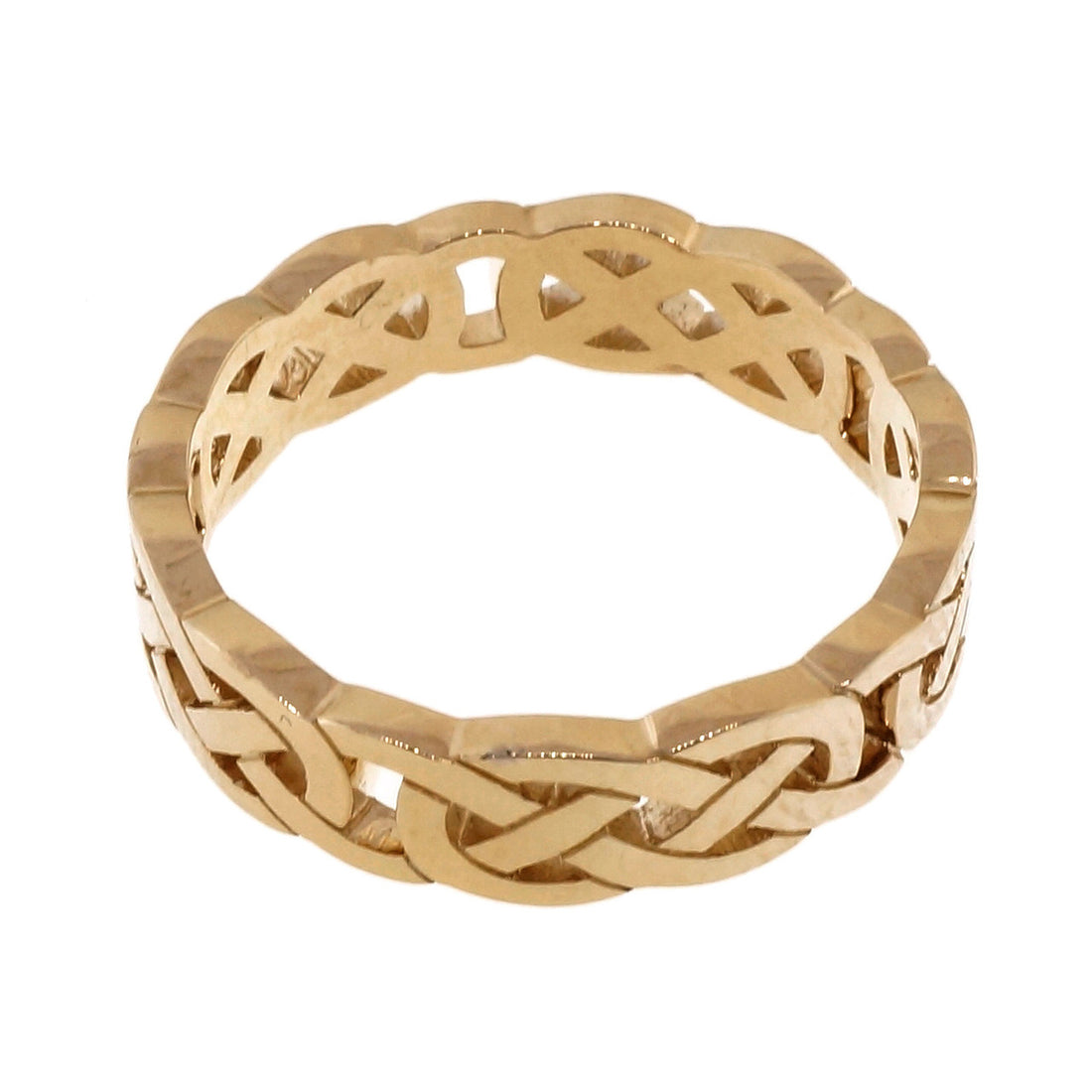 Celtic Open Cut Out Repeating Design 6mm Wide PSD Wedding Band 14k Yellow Gold – image 2