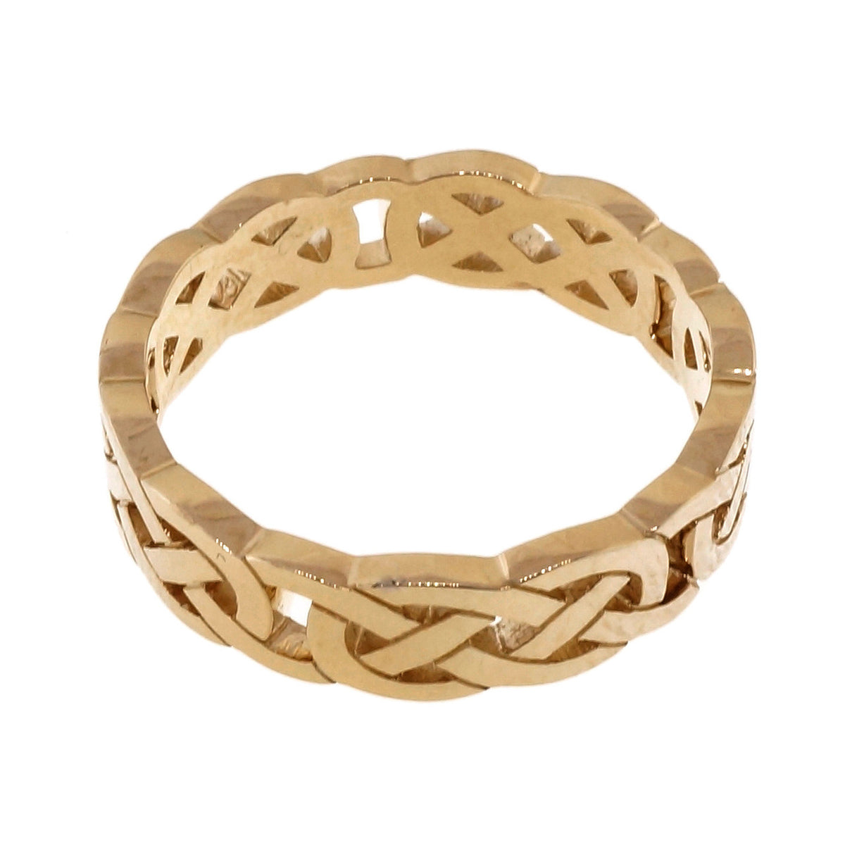 Celtic Open Cut Out Repeating Design 6mm Wide PSD Wedding Band 14k Yellow Gold – image 2