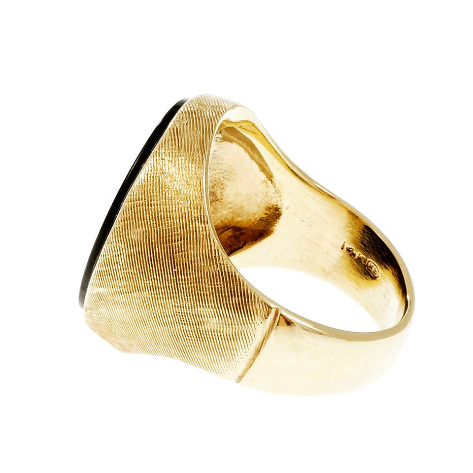 Estate Men’s Carved Black Onyx Ring 14k Yellow Gold – image 3