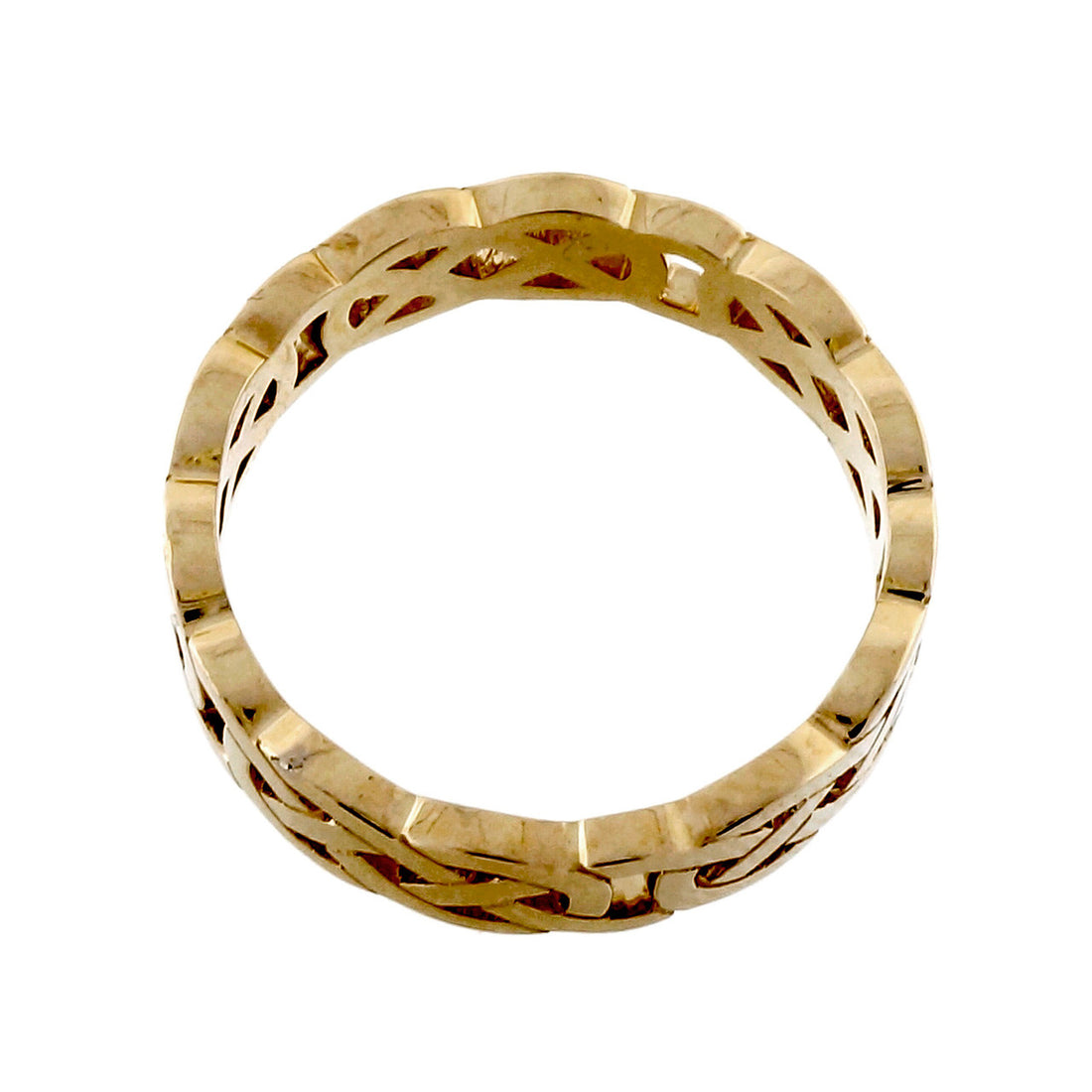 Celtic Open Cut Out Repeating Design 6mm Wide PSD Wedding Band 14k Yellow Gold – image 3