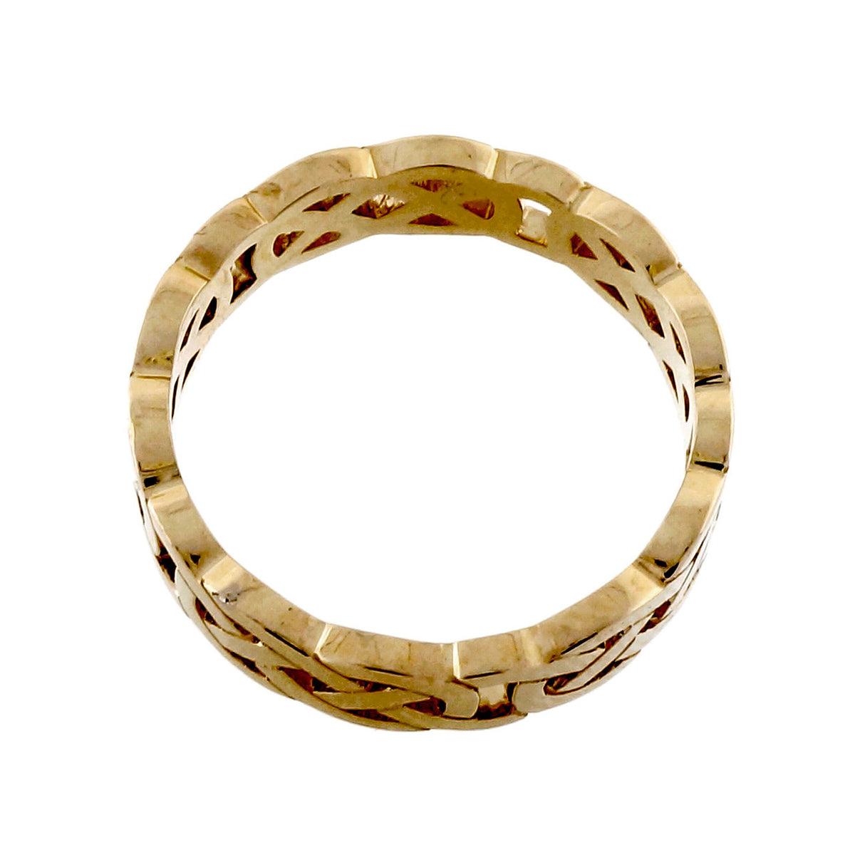 Celtic Open Cut Out Repeating Design 6mm Wide PSD Wedding Band 14k Yellow Gold – image 3