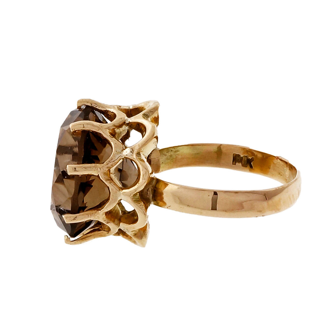Vintage 1950 5.00ct Smoky Quartz 14k Yellow Gold Ring – image 3