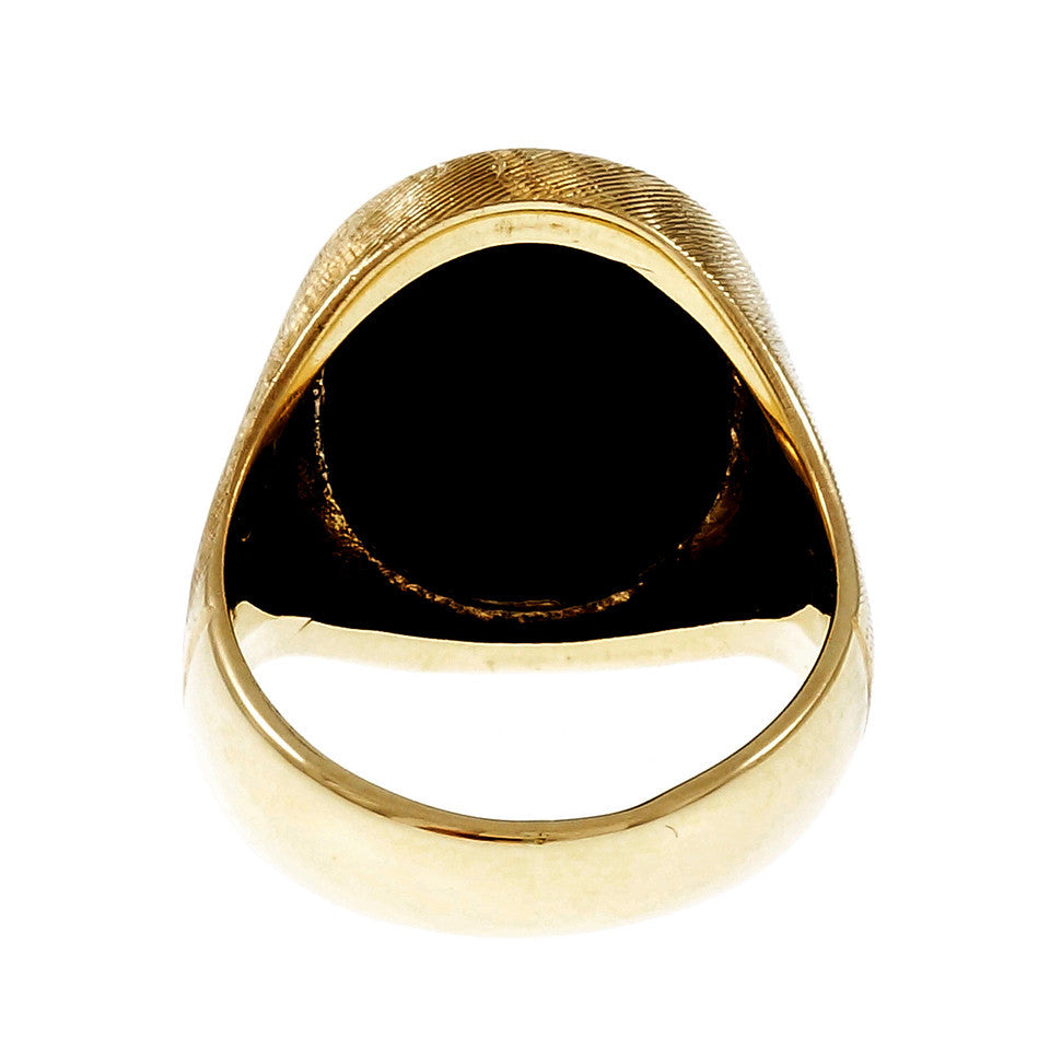 Estate Men’s Carved Black Onyx Ring 14k Yellow Gold – image 4