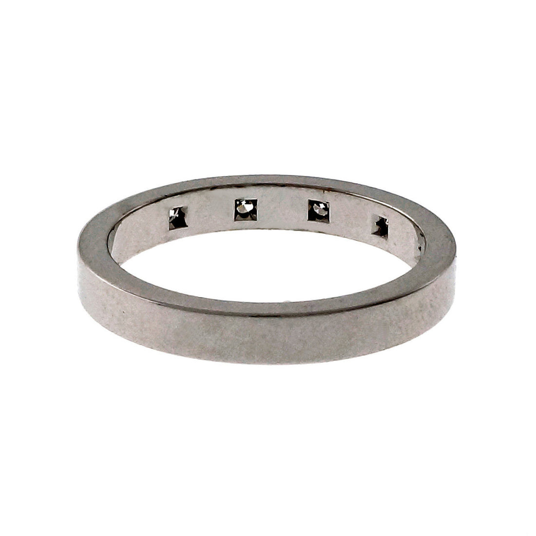 Peter Suchy Ladies 18k White Gold Solid Flat Wedding Band Diamonds 3mm – image 4